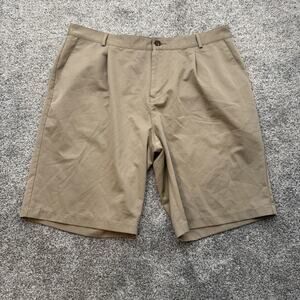 Adidas Climalite Chino Shorts Mens 38 Beige Golf Casual Performance Athleisiure